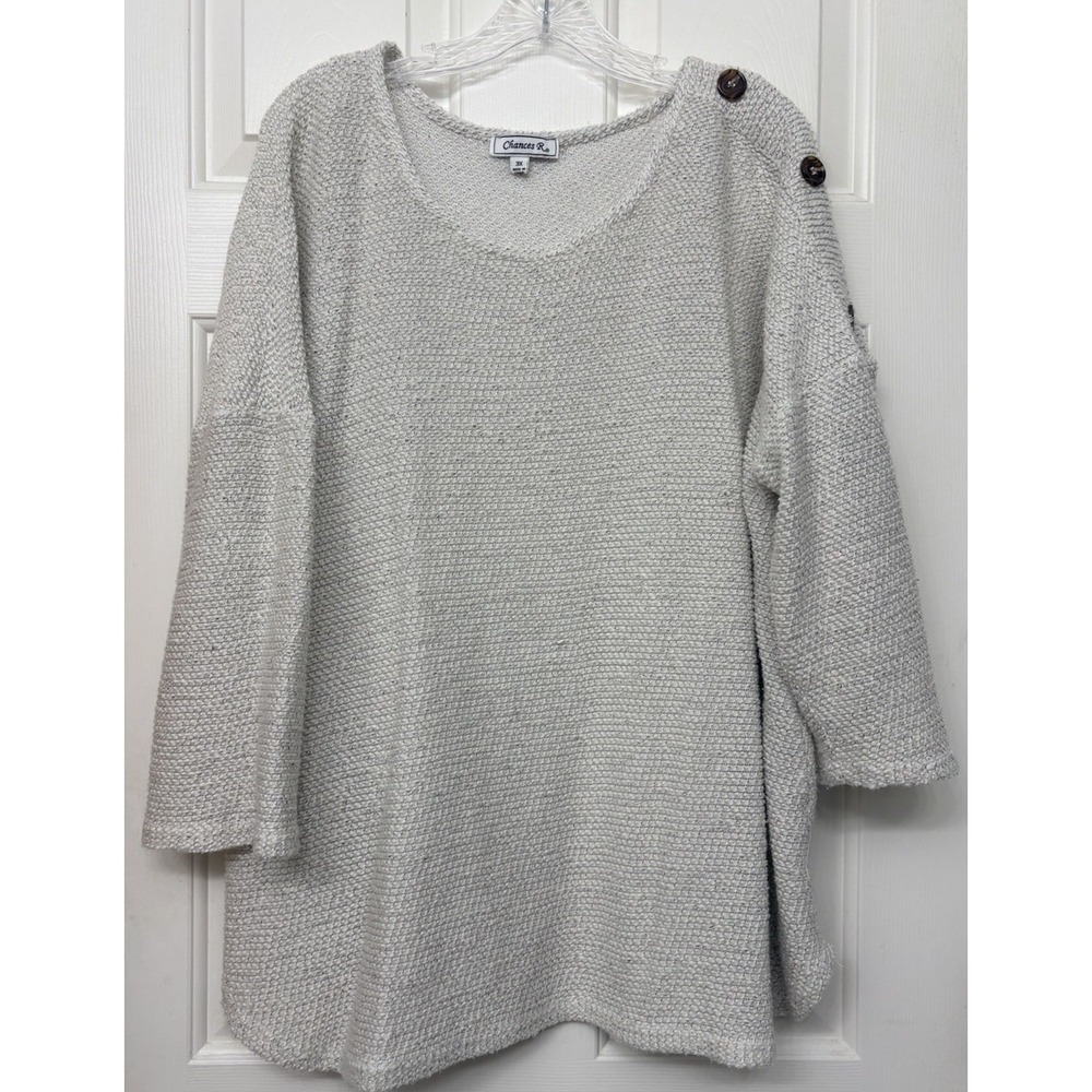 Chances R Plus Size 3XL Knit Blouse Short Sleeve Flowy High-Low Tunic Top